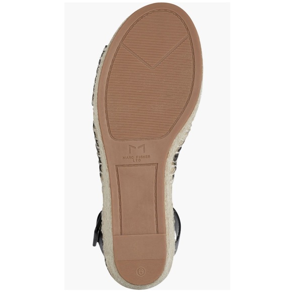 MARC FISHER ❤️🔥 BLACK LEATHER ESPADRILLE PLATFORM WEDGE NWT SIZE 10 - Picture 4 of 9